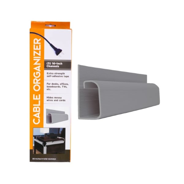 Fleming Supply J Channel Desk Cable Organizer, 5 Gray Raceway, Cord Cover Management Kit for Desks, Offices 234675XBR - main